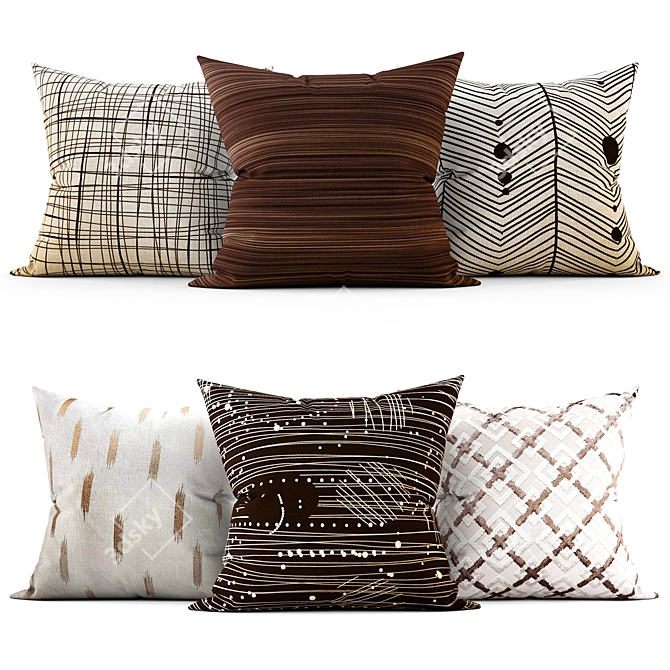 Elegant Embroidered Cushions 3D model image 1