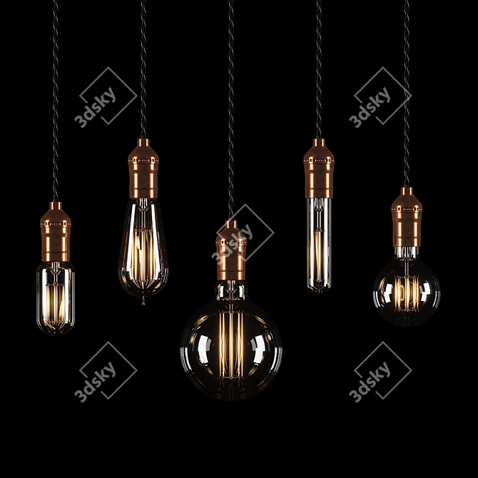 Vintage Light Bulbs Set 3D model image 2