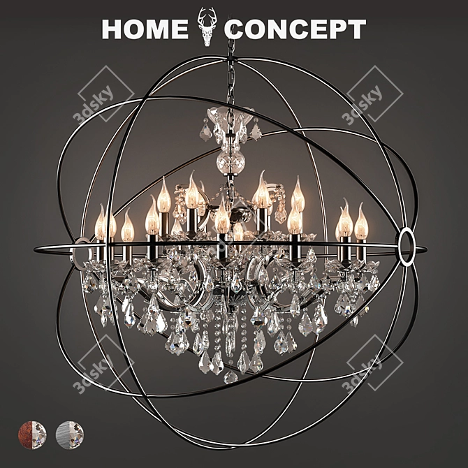 Gyro Crystal Chandelier: Stunning Illumination & Modern Design 3D model image 1