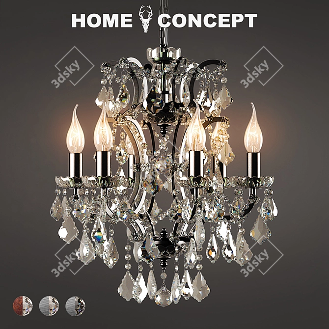 OM Chandelier: Elegant Crystal Lighting 3D model image 1