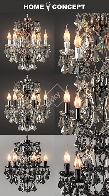 OM Chandelier: Elegant Crystal Lighting 3D model image 2