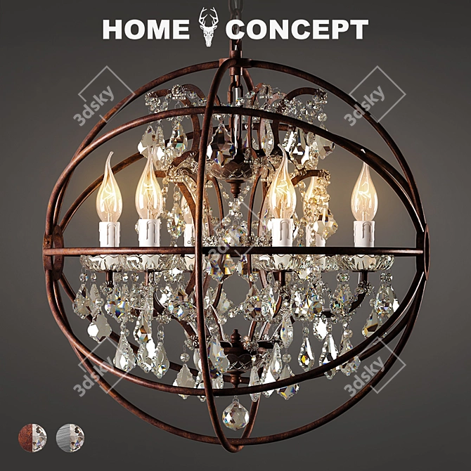 Gyro Crystal Chandelier: Elegant and Compact 3D model image 1