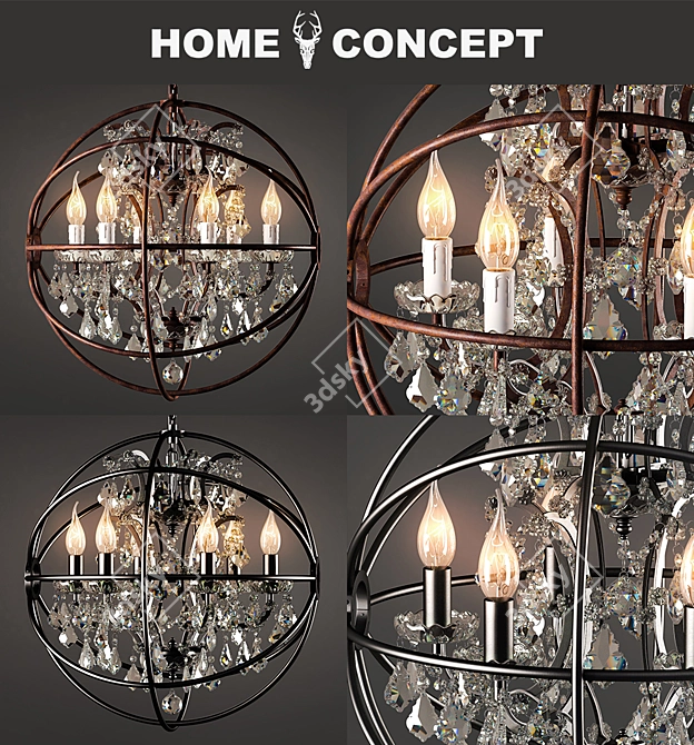 Gyro Crystal Chandelier: Elegant and Compact 3D model image 2