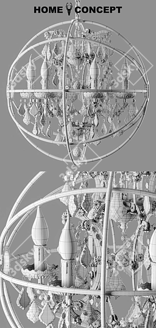 Gyro Crystal Chandelier: Elegant and Compact 3D model image 3