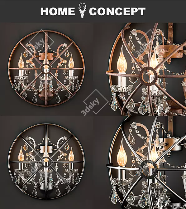 Gyro Crystal Sconce with Exquisite Design 3D model image 2