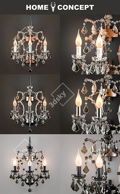 Elegant Crystal Sconce: Clear & Antique Rust 3D model image 2