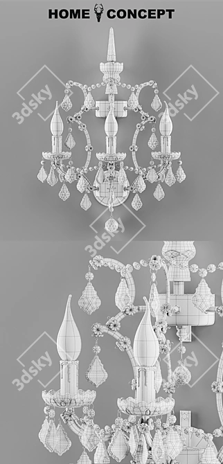 Elegant Crystal Sconce: Clear & Antique Rust 3D model image 3