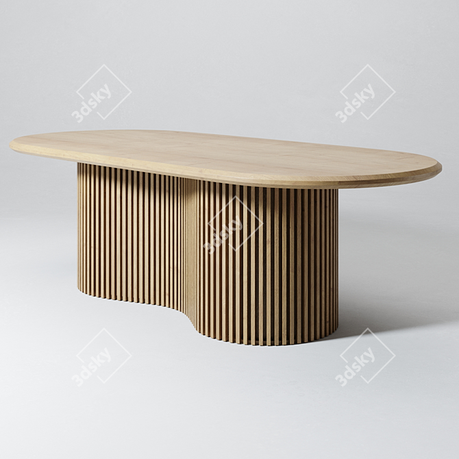 Elegant Oak Oval Dining Table 3D model image 1