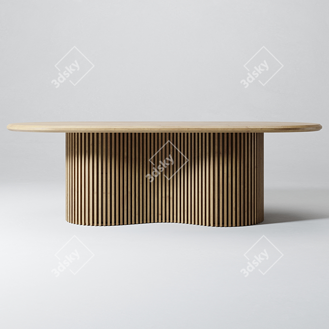 Elegant Oak Oval Dining Table 3D model image 2