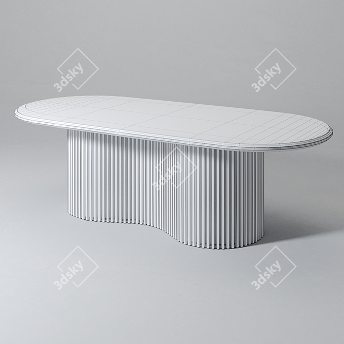 Elegant Oak Oval Dining Table 3D model image 3