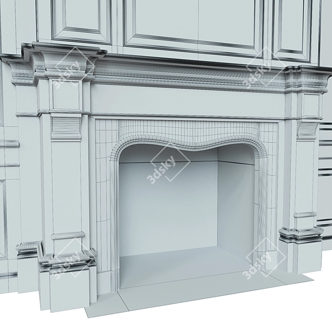 Classic Carved Fireplace with Panel Design 3D model image 3
