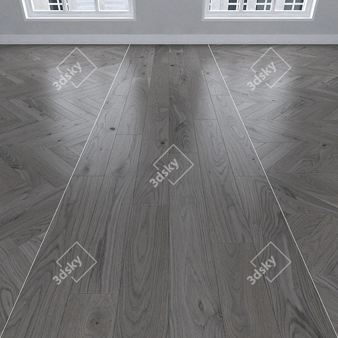 Gray Oak Parquet: Herringbone, Linear, Chevron 3D model image 1