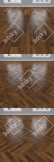 Oak Parquet: Herringbone, Linear & Chevron 3D model image 2