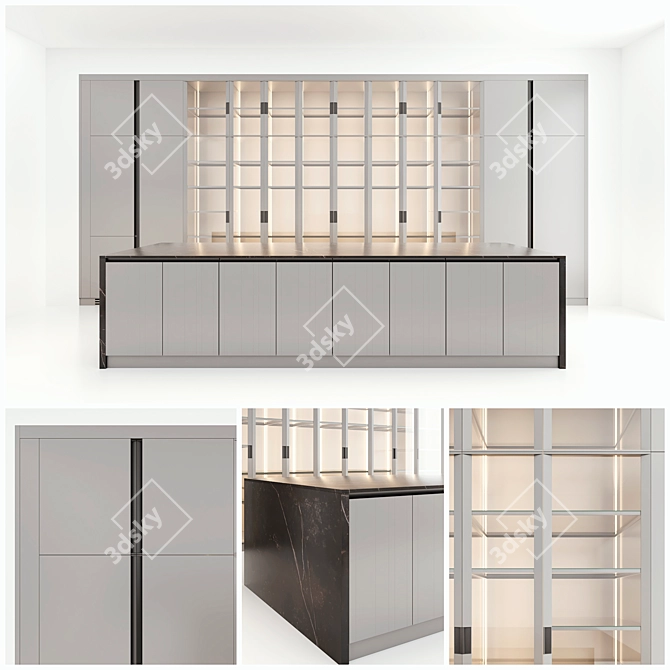 Poliform-Style Kitchen Cabinet 3D model image 1