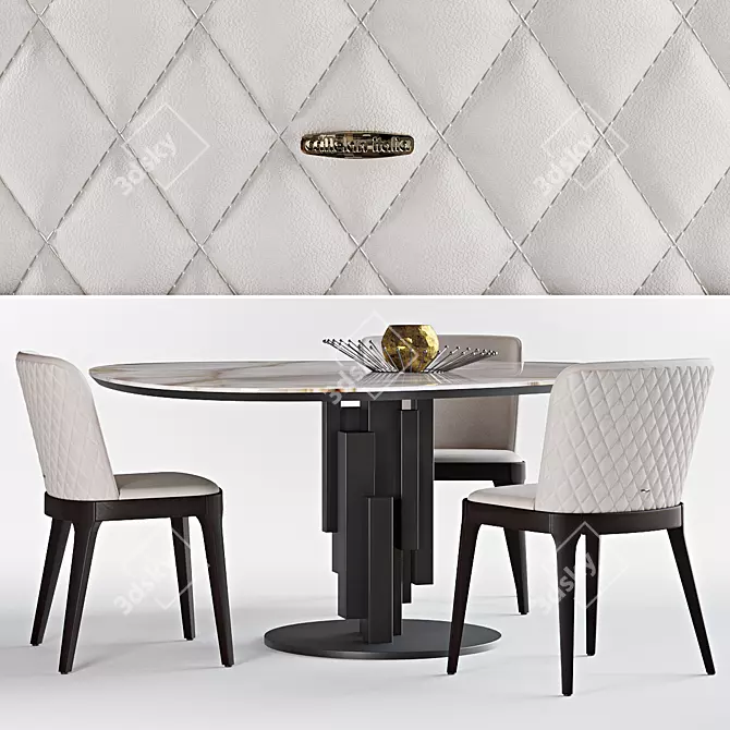 Skyline Round Keramik & Magda - Stylish Modern Dining Set 3D model image 1