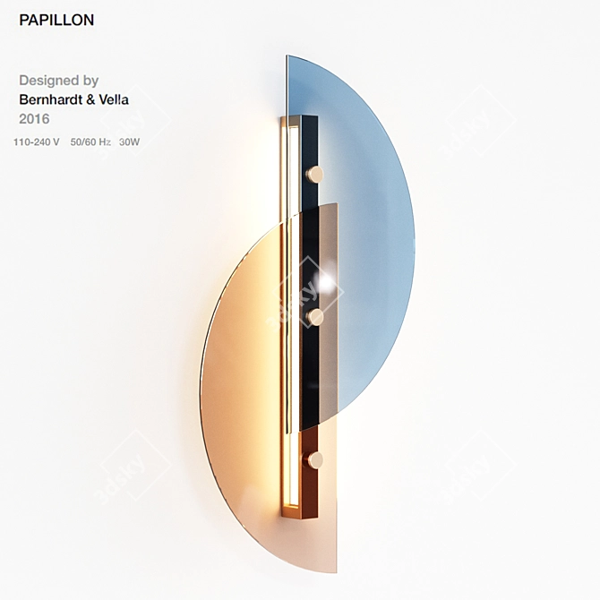 Elegant Papillon Wall Lamp 3D model image 1