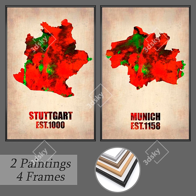 Versatile Set of Wall Paintings 3D model image 1