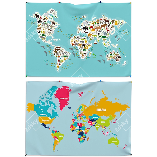 Vintage World Maps: 100x70 cm 3D model image 2