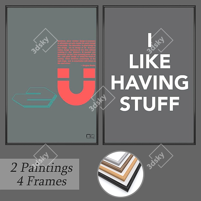 Versatile Set of Framed Wall Paintings 3D model image 1