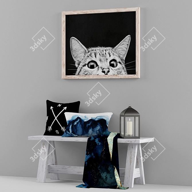 Modern Decor Bench Set | 5-Piece Collection 3D model image 2