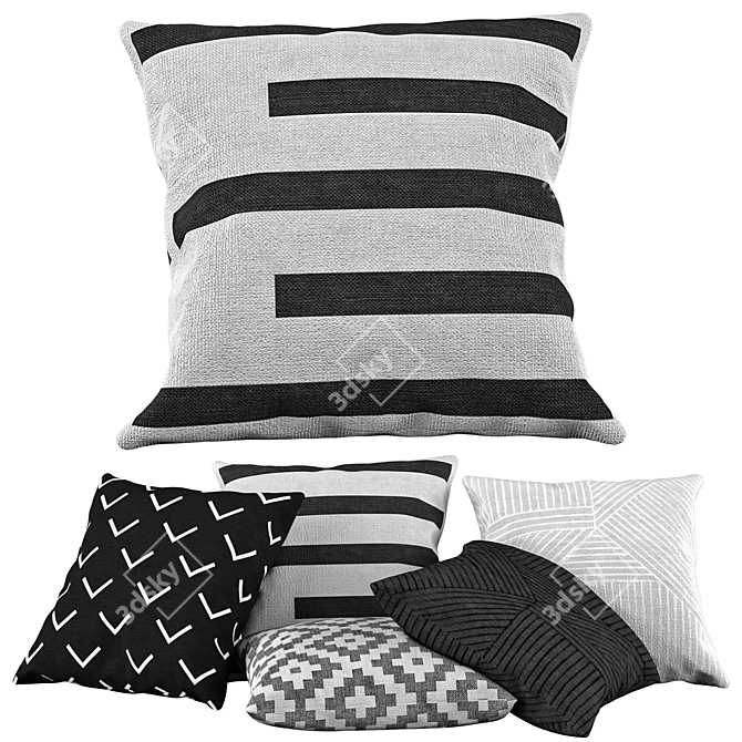 Mudcloth Big Arrows Pillow Set 3D model image 2