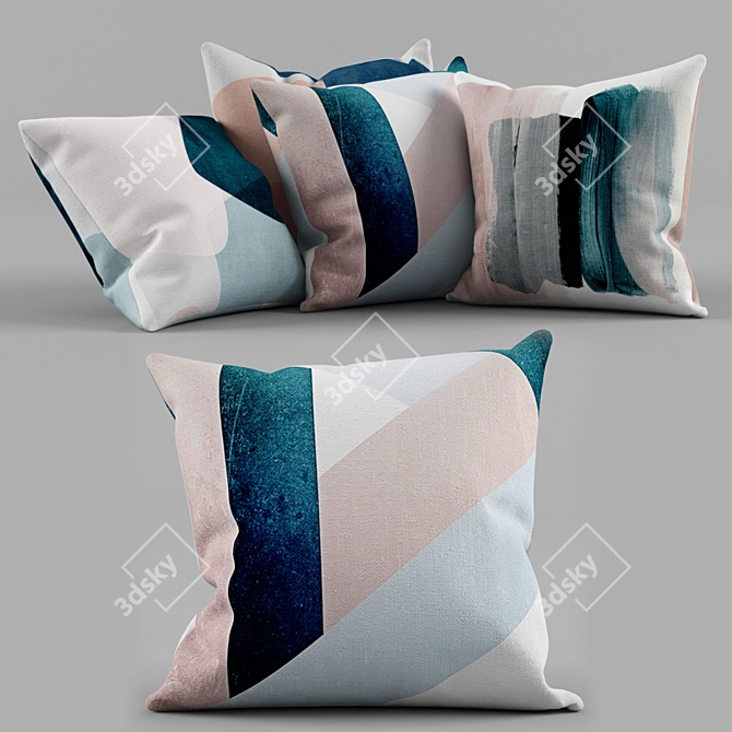 Watercolor Dreams Pillow Set 3D model image 1