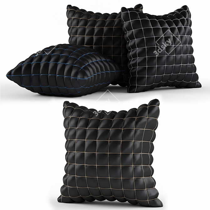 Modern Black Segment Pillow Set 3D model image 1