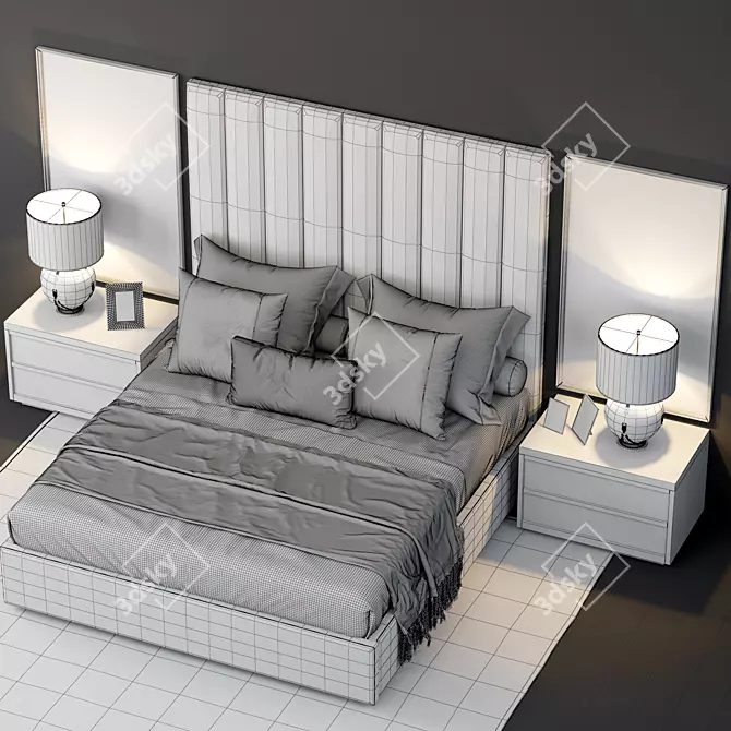 Adler Diamond Tufted Bed - RH Modena Collection 3D model image 3