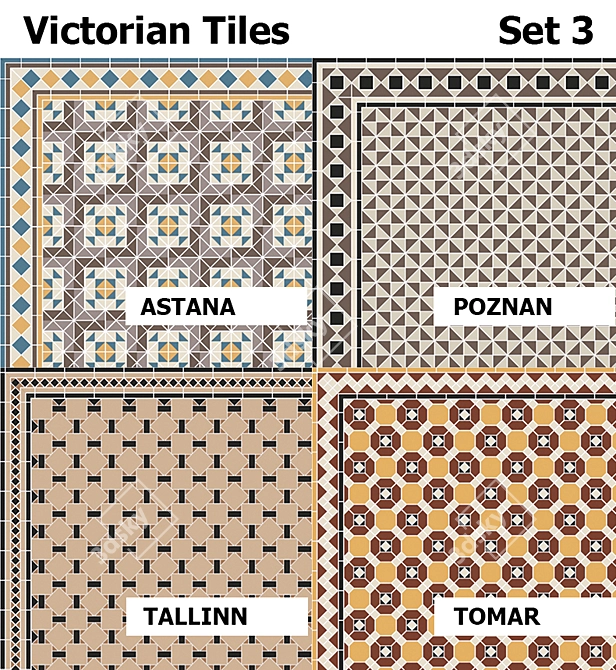 Elegant Victorian Tiles Set 3D model image 1