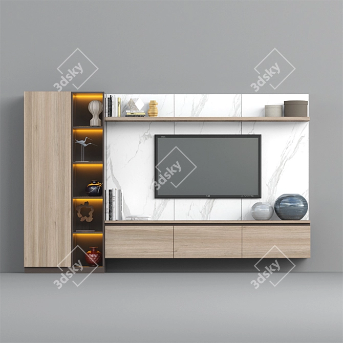 Modern TV Stand with V-Ray compatibility 3D model image 1