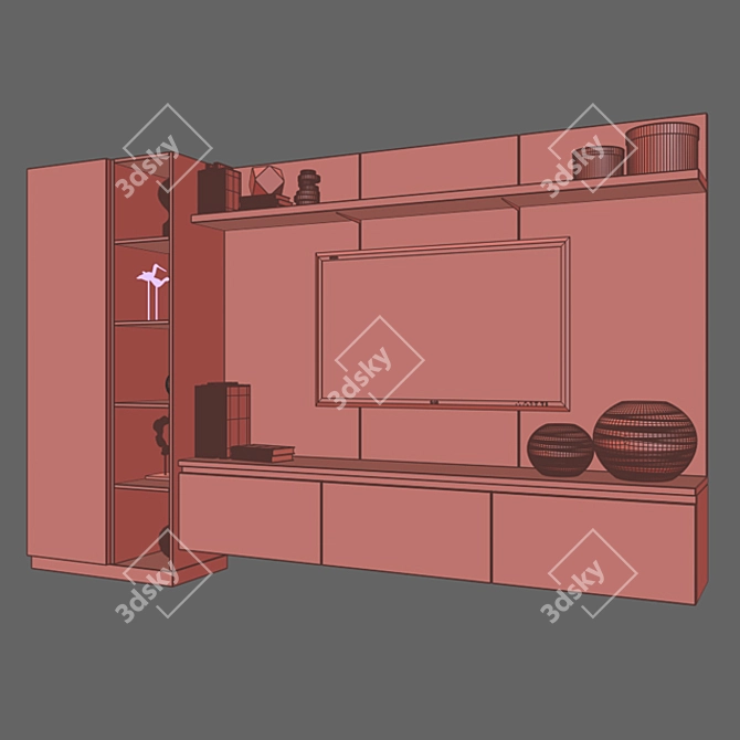 Modern TV Stand with V-Ray compatibility 3D model image 3