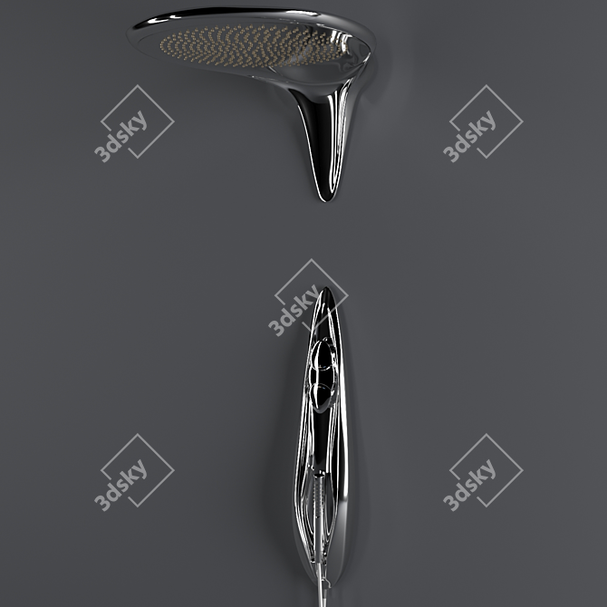 Zaha Hadid's Noken Vitae Chrome Shower 3D model image 1
