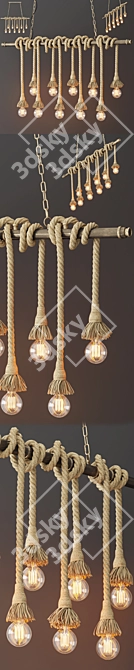 Industrial Loft Pendant with 10 Edison Lamps 3D model image 2