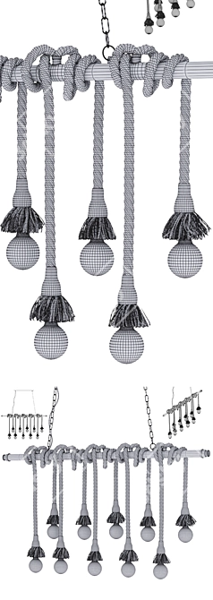 Industrial Loft Pendant with 10 Edison Lamps 3D model image 3