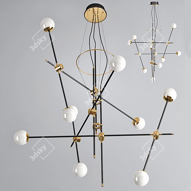 Elegant Graphite Bullarum St-9 Chandelier 3D model image 1