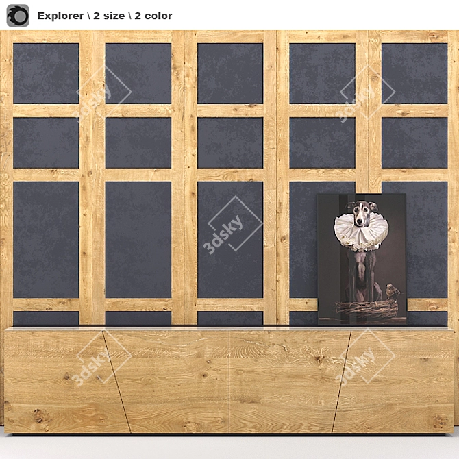 Modern Italian Explorer Sideboard & Wall Panels 3D model image 1