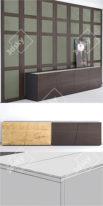 Modern Italian Explorer Sideboard & Wall Panels 3D model image 3