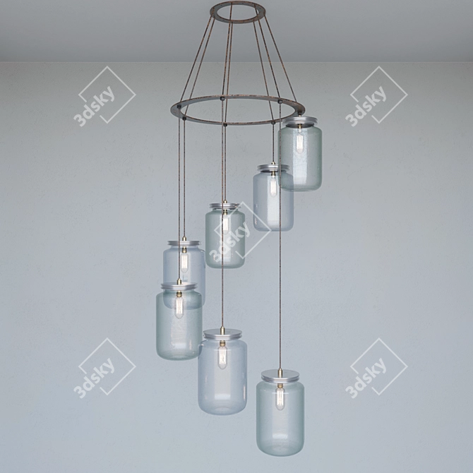 Rustic Glass Jar Pendant 3D model image 1