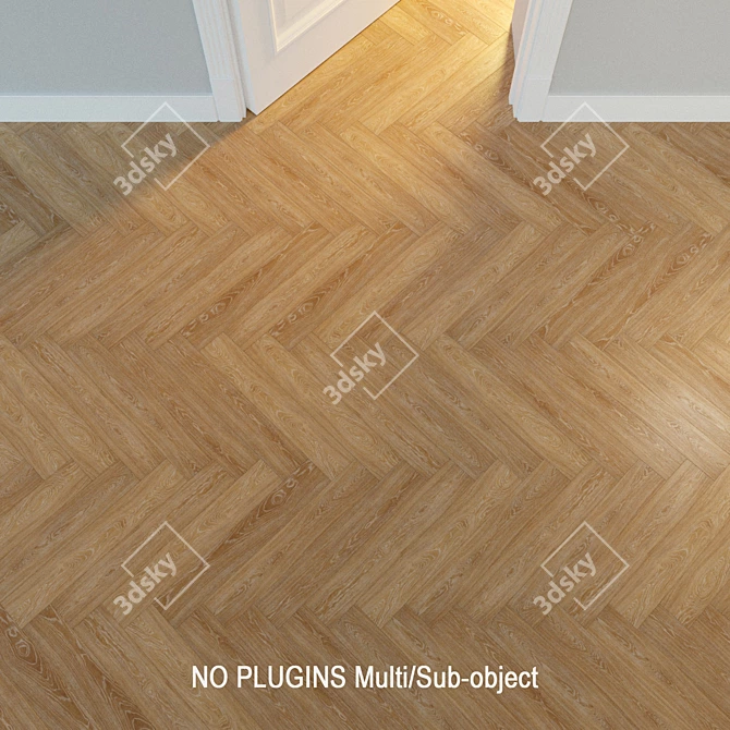 Elegant Herringbone Parquet 3D model image 1