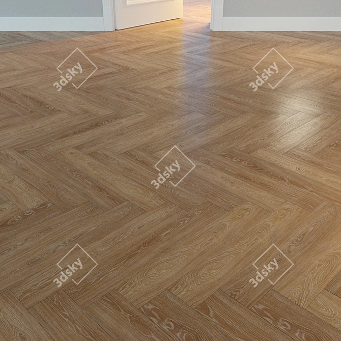 Elegant Herringbone Parquet 3D model image 2