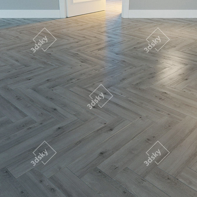 Natural Wood Herringbone Parquet 3D model image 2