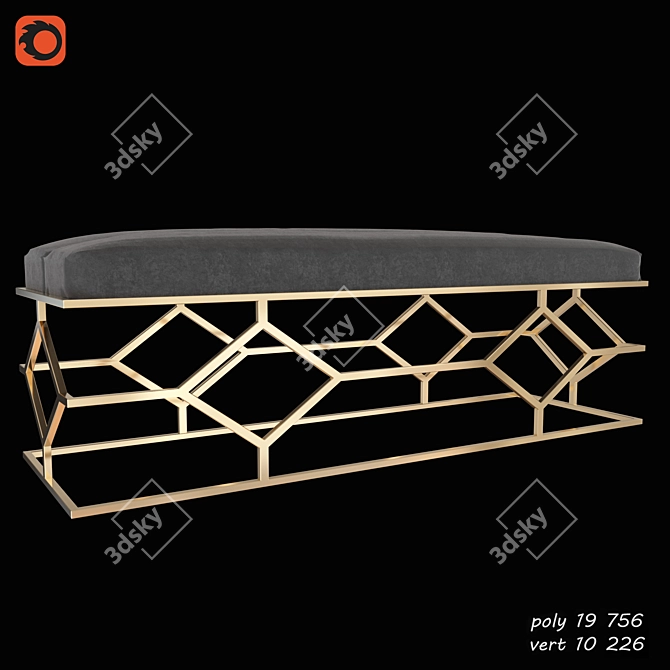 Golden Metal Bench: Eichholtz TRELLIS Collection 3D model image 2