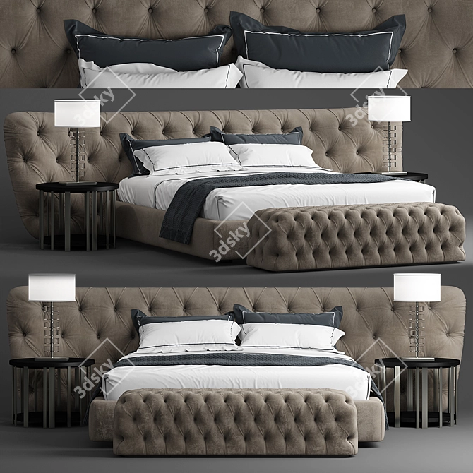 Luxury Velvet Bed Casamilano ROYALE 3D model image 1