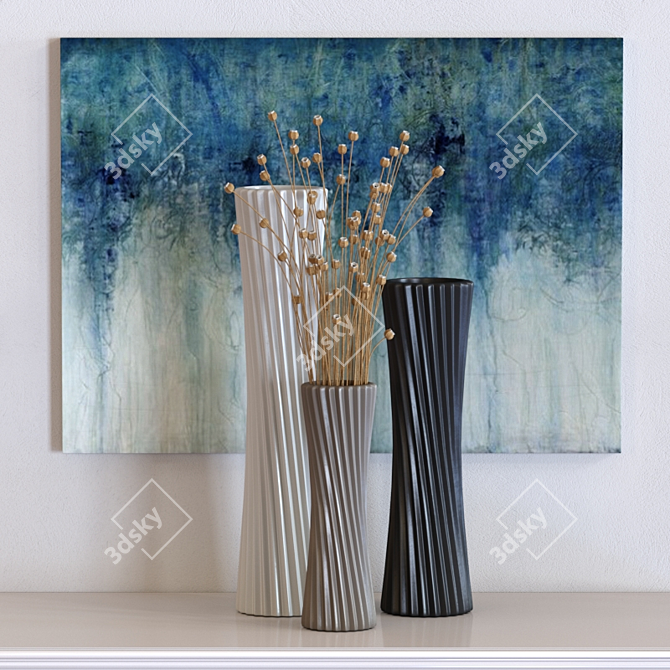 Contemporary Ceramic Vases Set 3D model image 1