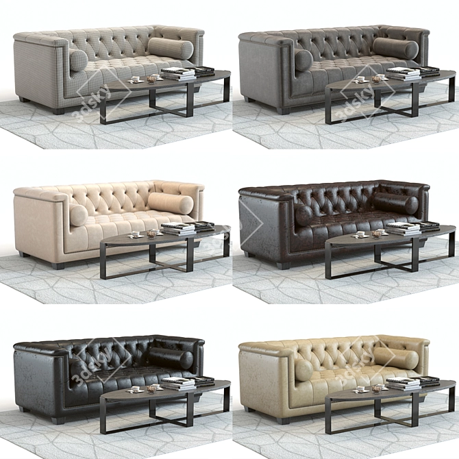 Elegant Bergamo Sofa Set: 3D High-Detail 3D model image 2