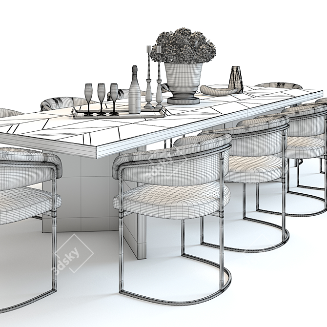 Revenging Table Set: Sofa, Chair & Decor 3D model image 3