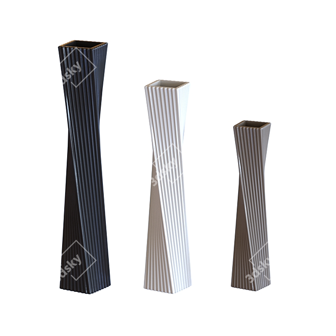 Contemporary Ceramic Vases - 3 Piece Set [Multiple Sizes & Colors] 3D model image 1