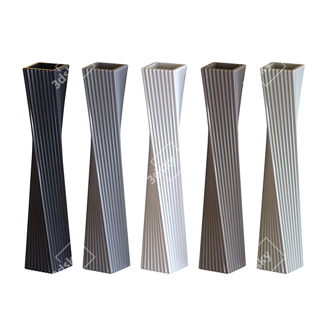 Contemporary Ceramic Vases - 3 Piece Set [Multiple Sizes & Colors] 3D model image 2