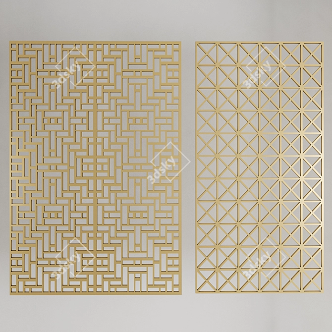 Luxury Brass Decorative Panels - Set of 4 3D model image 2