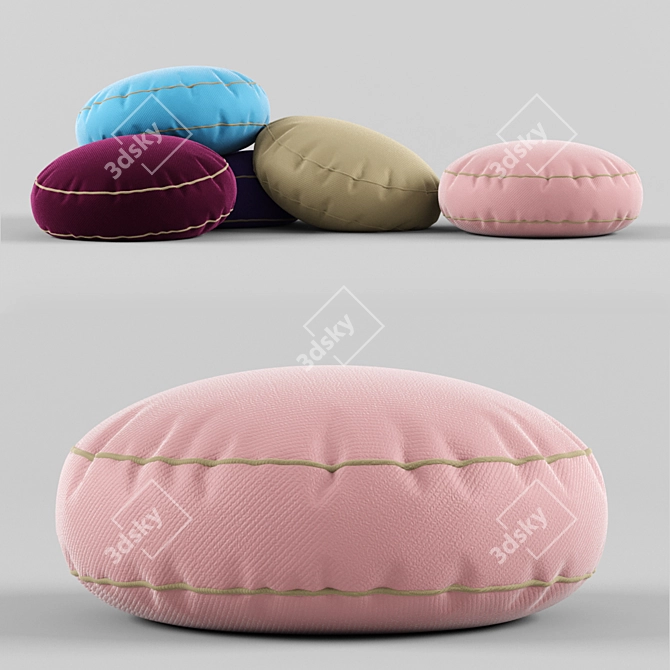 Luxurious Velvet Round Pillow Set 3D model image 1